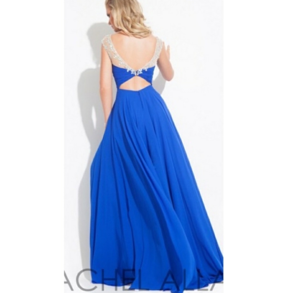Royal Blue Illusion Jeweled Prom Dress Gown 8 10 12 Gem